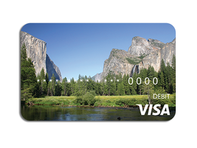 Photo of debit card with Yosemite as the background image.